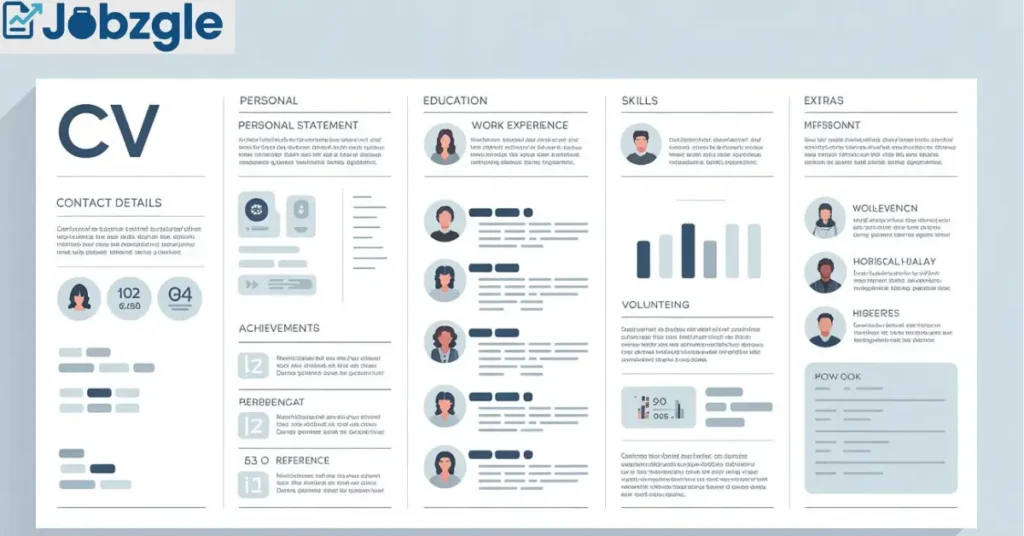 Example of a well-structured professional CV layout showing 10 key sections
